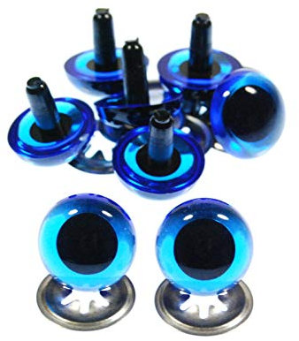 celloexpress 24mm Transparent Blue Crystal Eyes with Metal Backs - Safety Eyes for Soft Toy Teddy Bear Animal Making (Pack of 4 Pairs)