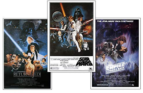 Close Up Star Wars Episode 4-6 (61,0 cm x 91,5 cm) Lot de 3 + 2 baguettes noires avec suspension