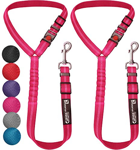 Headrest dog car seat belt 2 Pack Adjustable Durable Headrest Seat belt Pet Dog Car Safety Harness Restraint with Elastic Nylon Bungee Buffer