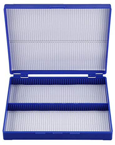 Bopfimer Royal Blue Plastic Rectangle Hold 100 Microslide Slide Microscope Box