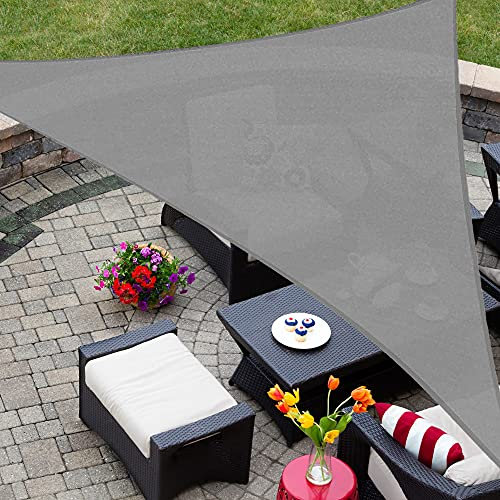 AsterOutdoor - Toldo Triangular de 4.9 x 4.9 x 6.9 m con Bloqueo UV para Patio, Patio Trasero, césped, jardín, Actividades al Aire Libre, Gris