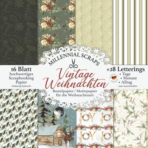Vintage Weihnachten Bastelpapier / Motivpapier für die Weihnachtszeit: Scrapbooking Decoupage Papier & Junk Journal Zubehör zum Ausschneiden I Mit ... I Karten Basteln DIY I Tagebuch Deko & Inspo