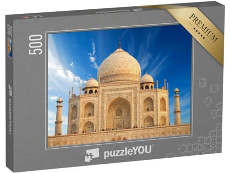puzzleYOU: Puzzle 500 Teile „Taj Mahal in Indien, Blauer Himmel, Menschen“ – aus der Puzzle-Kollektion Taj Mahal