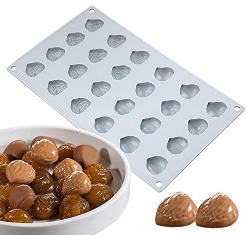 Chocolat Moulds- Silicone 3D Moule À Moule DIY Moule Jelly Pudding Dessert Moule À Bonbons, 24 Trous Châtaignier