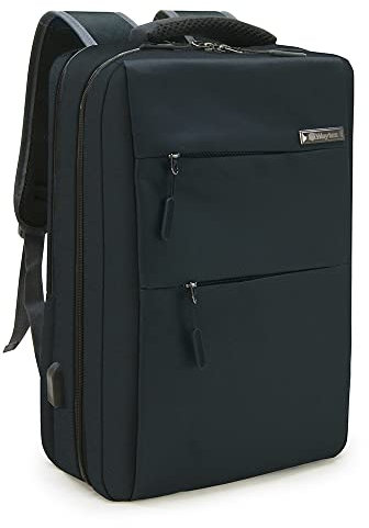 Waytex 71058 Sac à Dos USB Format XL pour Ordinateur 15 Pouces avec 2 Compartiments Principaux pour Homme Femme Etudiant Imperméable Noir