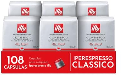 illy, Café en Cápsulas Iperespresso CLASSICO, 108 Cápsulas Totales | 100% Arábica con Notas de Azahar y Jazmín, Sabor Suave y Sabor Final Dulce, 6 Paquetes de 18