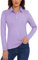 TACVASEN Women's Polo Shirts Long Sleeve UPF 50+ Tennis Tops Stretch Golf Shirt Lady Comfortable T-Shirts Light Purple,L