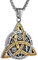 HZMAN Double Sided Stainless Steel Triple Goddess Triquetra Necklace Celtic Knot Irish Christian Trinity Knot Pendant Jewelry Gift (Silver Gold)