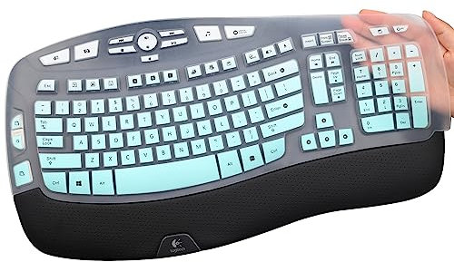 Keyboard Cover for Logitech K350 Wireless Wave Keyboard, Logitech MK570 MK550 Wireless Wave Keyboard, Logitech K350 MK550 MK570 Keyboard Accessories Protective Skin-OmbreMint