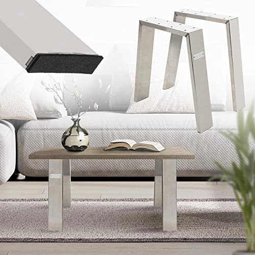 ML-Design 2er Set Tischbeine Loft 44x42 cm, Silber, Profil 8x2cm, Stahl, Industriedesign, U-Form, Metall Tischgestell scandic, Tischkufen Tischuntergestell Möbelfüße Bankkufen Bankgestell Bankbeine