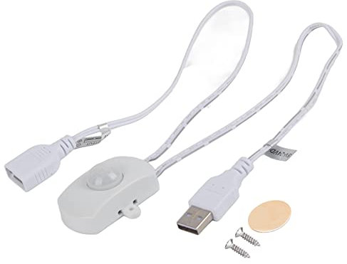 USB-Bewegungssensor-Schalter USB-Kabel mit Bewegungssensor 2A DC 5-24V Pir Infrarot-Bewegungssensor-Detektor Automatischer Schalter LED-Streifen USB-Schnittstelle Weiß (Weiss)