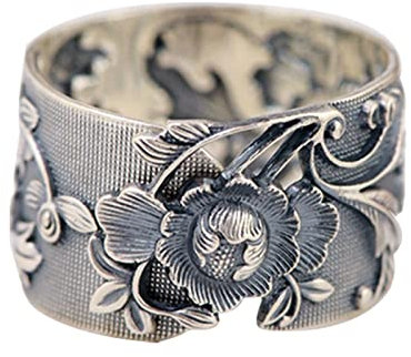 Homxi Damen-Ring,Ring Buddhistisch mit Blume Ringe Verstellbar Silber 999 Silber Ringe Verstellbar für Damen