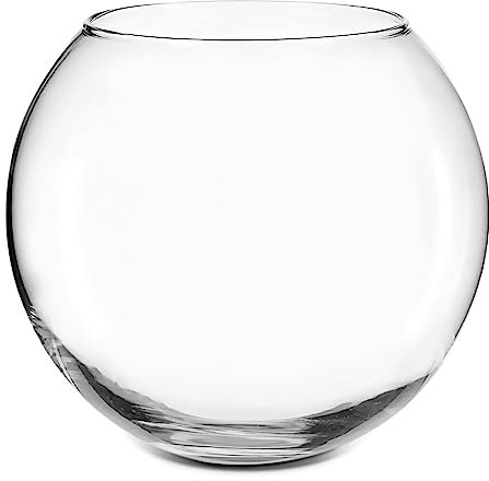 TIENDA EURASIA - Pecera Redonda Mediana, Cristal Transparente, 18cm de Diametro x 13cm de Alto, Esférica, Peces Pequeños, Tortugas y Mascotas