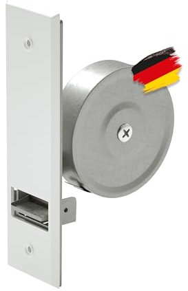 BAUHELD® Enrouleur de sangle de volet roulant encastré, fabriqué en Allemagne, Maxi enrouleur de sangle d'admission en acier, pour sangle de volet roulant de 23 mm, sans sangle, avec cache blanc,