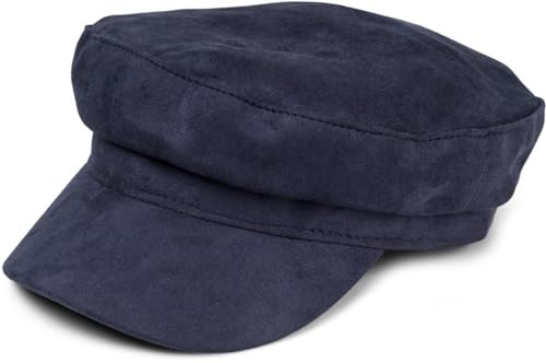 styleBREAKER Damen Ballonmütze in weicher Veloursleder Optik, Schirmmütze, Bakerboy Schiebermütze, Newsboy Cap 04023091, Farbe:Dunkelblau
