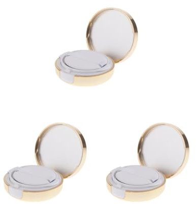 3er-Set leerer Make-up-Puder-Foundation-Koffer, Luftkissen, BB-Creme-Behälter, 15 g, Gold