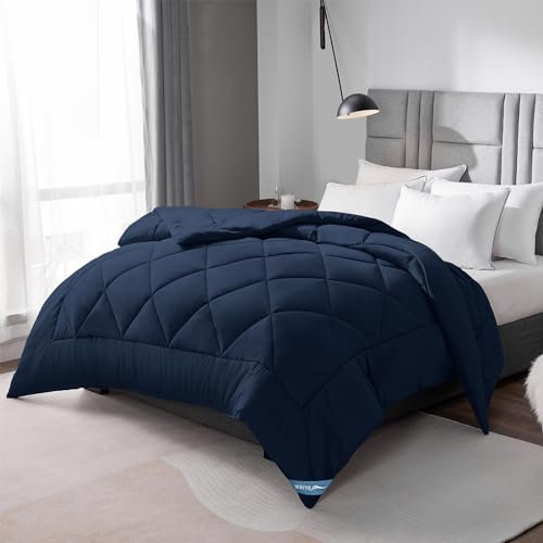 WAVVE Bettdecke 240x260 cm Ganzjahresdecke 4 Jahreszeiten, Steppdecke 300gsm Mikrofaser 260x240, Super Weiche Zudecke Schlafdecke Atmungsaktive 240 x 260 Blau