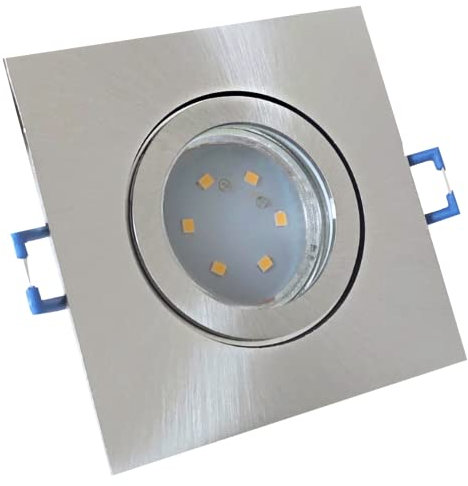 Rolux Flacher LED Bad Einbaustrahler IP44 Enya 230V SMD 5W Step Dimmbar Edelstahl geb. 1 Stück Deckenleuchte 3000K Warmweiß, Feuchtraum Dusche