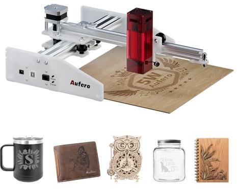 Aufero Laser 1 5W Kurzer Fokus Diod Lasergravierer, Lasergraviermaschine für Holz/Leder, 180x180mm Gravierfläche, Einsteiger-freundlich Lasergraviermaschine