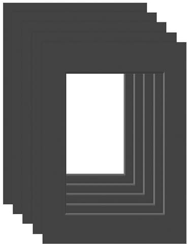 DEHA Design Passepartout (5er Set) Karton 29,7x42 cm (DIN A3) für Bilder im Format 21x29,7 cm (DIN A4), Schwarz