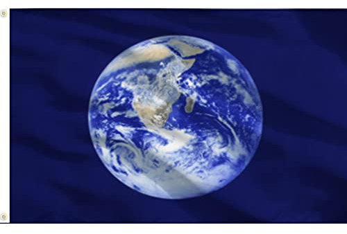 Kaiheok Flagge 3x5Ft/90x150cm Erde flagge Polyester mit zwei Metallösen - Canvas-Header und Doppelnähte - perfekt für Fliegen im Schwach wind bereich.