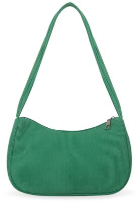 FURREN Schultertasche Damen Kleine Tasche Handtaschen Teenager Mädchen Vintage Umhängetasche Cord Retro Achsel Tasche Y2k Fashion Unterarmtasche Shoulder Bag Aesthetic Mini Schultertasche Grün