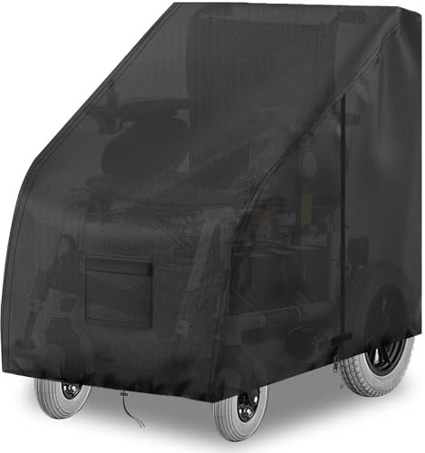 YBYHFAA Manuelle Rollstuhlabdeckung, 100% wasserdicht 600D Oxford Rollstuhl-Schutzhülle, Schwerlast Reißfest Abdeckung für Mobilitätsroller, geeignet für Rollstuhl, UV-Beständiges (Black)