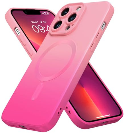 DOMAVER Case for iPhone 13 Pro Max 6.7 inch Magnetic iPhone 13 Pro Max Shockproof Silicone Case Protection for Girls, Hot Pink