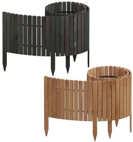 WOLTU Bordura per Giardino, Bordura per Aiuola in Legno Flessibile, Palizzata Bordatura per Giardino, Recinzione Giardino Esterno, Staccionata per Prato, 203x20cm, Antracite