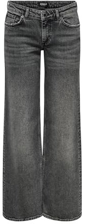ONLY Jean à Jambe Large ONLJUICY Taille Basse Wide Leg Fit Jeans Dark Grey Denim 30 30 Dark Grey Denim (US) 30 / L30