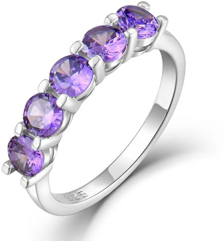 YL Damen Ringe 925 Sterling Silber Amethyst Stapelbare Ring Eternity Ewigkeitring Schmuck Geschenke für Damen Mutter Freundin,Größe60