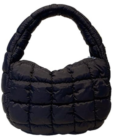 Stilvolle Cloud Handtasche Koreanischer Stil Nylon Kleine Tasche für Damen und Mädchen, Schwarz