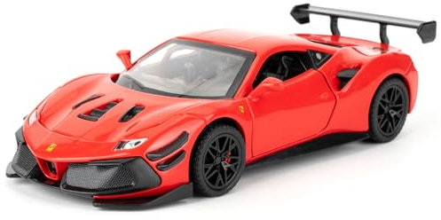 imtfzct 1:32 Ferrari 488 Model Car, Die-cast Alloy Car with Pullback Function, Children's Toy Car with Light and Sound, Collector's Model Toy, Children's Gift (red)