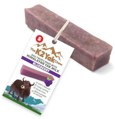 K2 Yak Chews 100% Natural Long Lasting Dog Treats Blueberry Flavour Small Chew 30-40g Pack of 1