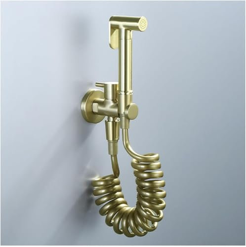 Hand-Bidet-Sprühgerät für Toilette, gebürstetes Gold, tragbares Bidet-Sprühgerät, Wandmontage, Messing, Hand-Bidet-Sprühgerät, Hochdruck-Bidet-Aufsatz für Toilette mit 3 m Schlauch, für Haus