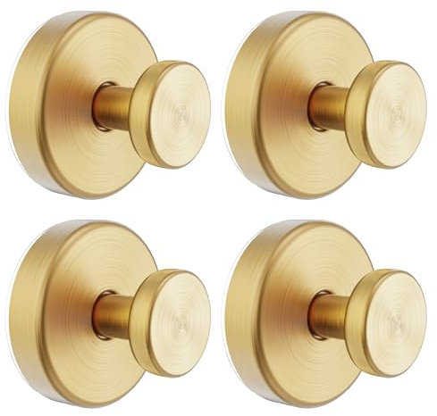 Bntuk Ganci a ventosa per doccia, resistenti ganci a ventosa per bagno, finestra, vetro, accappatoio, luffa, asciugamano da appendere, confezione da 4, oro