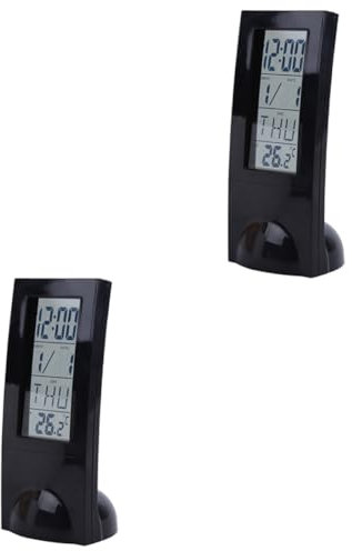 Zerodeko 2 STK Digitale Elektronische Uhr Thermometer-Hygrometer Uhr Mit Temperaturanzeige Digitales Hygrometer Stille Uhr Zeitschaltuhr Led-wecker Reisewecker Batterie Digitaluhr Black