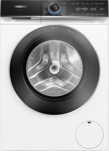 Siemens iQ700, WG44B2AW0, Smarte Waschmaschine 9 kg, Frontlader, 1400 UpM, speedPack XL, Antiflecken-System, i-Dos mit Waschmittel-Scan, smartFinish, Mini Load für Einzelteile, schonende Wäschepflege
