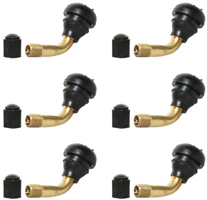 6Stk PVR70 Tubeless Ventil,Roller Ventil Set Messing,90 Grad Reifen Ventil,Reifenventile Winkelventil Roller,Autoventil,Gewinkelt Scooter Moped Snap-in Eckventil für Motorrad,Autos,Motorroller,Fahrrad