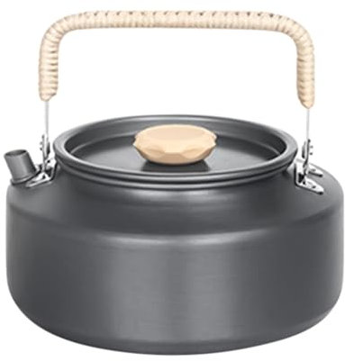 Lightweight Metal Camping Kettle, Portable Picnic Tea Pot with Silicone Handle, Metal Tea Pot for Camping, Ergonomic Outdoor Tea Pot for Hiking, Picnics, Camping, Indoor and Outdoor Use