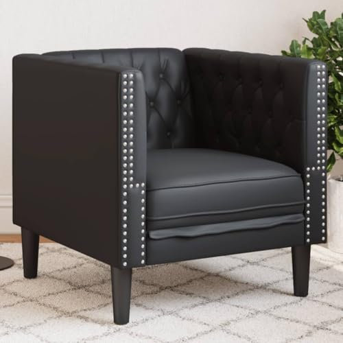 Willood Chesterfield-Sessel Schwarz Kunstleder