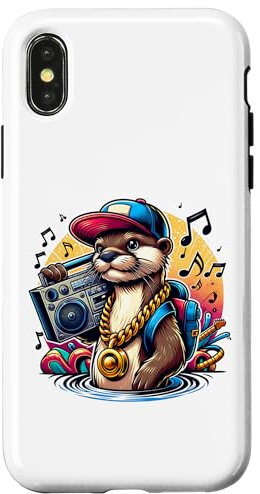 Hülle für iPhone X/XS Cooler Otter Mit Boombox Und Kette