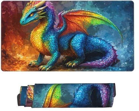 Groß Mauspad 60x30cm, Waterproof Gaming Mouse Pad Color Dragon Mousepad, Mouse Pad XXL, Non-Slip Rubber Base, Soft Smooth Surface Extended Keyboard Desk Mat for Office Decor, Geschenke for Women B-71