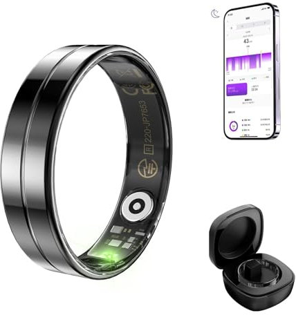Rubu22a 2025 Neu Smart Ring Herren Damen, Fitness Ring Tracker Gesundheitsring mit Herzfrequenz, SpO2, Schlaftracker, 100+ Sportmodi IP68 Wasserdicht Smartringe für Android und iOS (Schwarz, 10)