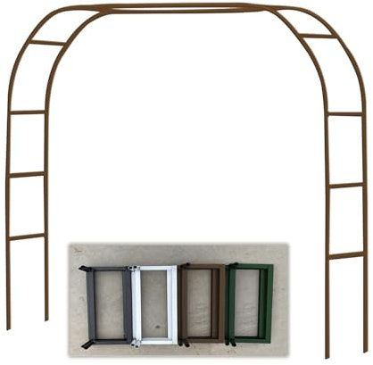 Generisch Rosenbögen Metall Torbogen Garten,Gartenbogen für Kletterpflanzen,Outdoor Rankhilfe Rankgitter Rankbogen Hochzeitsbogen mit Sockel Breit 1.4m,1.8m,2.4m,3.0m,3.5m(braune,L200xW40xH230cm)
