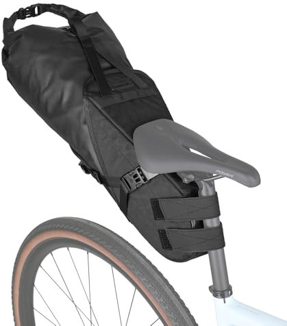 Rhinowalk 14L wasserdichte Satteltasche BHD0020 – Zweiteilige Fahrrad-Satteltasche mit Klettmontage, reißfest, werkzeugloser Aufbau, passt auf die meisten Fahrräder (Schwarz)