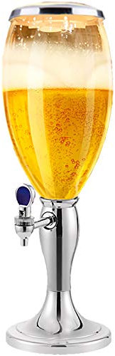 Dispensador de cerveza de 100 onzas, mini dispensador de cerveza Kegerator con grifo de tubo de hielo y luces para el hogar, bar, pub, fiesta, restaurante, torre de bebidas de 3 litros