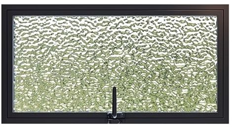 GLFNB Finestra in Metallo Rettangolare Girevole a 360°, Vetro per la Privacy, Finestra a Battente Girevole, Finestra di Ventilazione incorporata per Bagno Interno, seminterrato (Nero, 60X40CM/23,6