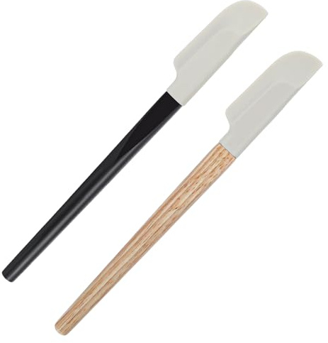 Apausvcm 2 Stk Silikon Spatel Klein Teigschaber Klein Schmal Küche Silikonspachtel Mit Holzgriff Kleine Schaber Schmal Silikon Löffel Kochen Küchenschaber Flexibel,für Backe Mischen Koche Rührwerkzeug