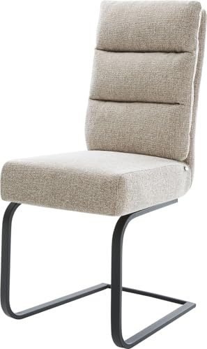 Schwingstuhl Pela-Flex Freischwinger flach Schwarz Webstoff Soft Beige | Taschenfederkern